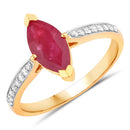 1.51 Carat Genuine Ruby and White Diamond 14K Yellow Gold Ring