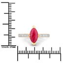 1.51 Carat Genuine Ruby and White Diamond 14K Yellow Gold Ring