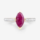 1.51 Carat Genuine Ruby and White Diamond 14K Yellow Gold Ring