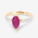 1.51 Carat Genuine Ruby and White Diamond 14K Yellow Gold Ring