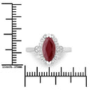 1.54 Carat Genuine Ruby and White Diamond 14K White Gold Ring