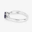 0.88 Carat Genuine Blue Sapphire and White Diamond 14K White Gold Ring
