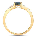 0.88 Carat Genuine Blue Sapphire and White Diamond 14K Yellow Gold Ring