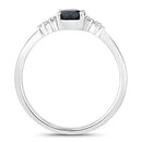 0.84 Carat Genuine Blue Sapphire and White Diamond 14K White Gold Ring