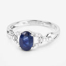 1.12 Carat Genuine Blue Sapphire and White Diamond 14K White Gold Ring