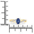 1.04 Carat Genuine Blue Sapphire and White Diamond 14K Yellow Gold Ring