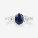 1.73 Carat Genuine Blue Sapphire and White Diamond 14K White Gold Ring