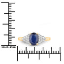 1.73 Carat Genuine Blue Sapphire and White Diamond 14K Yellow Gold Ring
