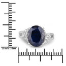 6.54 Carat Genuine Blue Sapphire and White Diamond 14K White Gold Ring