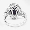 6.52 Carat Genuine Blue Sapphire and White Diamond 14K White Gold Ring
