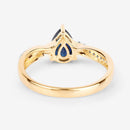 1.17 Carat Genuine Blue Sapphire and White Diamond 14K Yellow Gold Ring