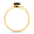0.89 Carat Genuine Blue Sapphire and White Diamond 14K Yellow Gold Ring