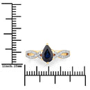 1.14 Carat Genuine Blue Sapphire and White Diamond 14K Yellow Gold Ring