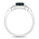 1.54 Carat Genuine Blue Sapphire and White Diamond 14K White Gold Ring