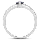 1.49 Carat Genuine Blue Sapphire and White Diamond 14K White Gold Ring
