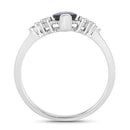 1.47 Carat Genuine Blue Sapphire and White Diamond 14K White Gold Ring