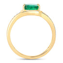 1.62 Carat Genuine Zambian Emerald and White Diamond 14K Yellow Gold Ring
