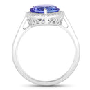2.72 Carat Genuine Tanzanite and White Diamond 14K White Gold Ring