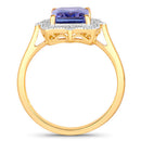 2.82 Carat Genuine Tanzanite and White Diamond 14K Yellow Gold Ring