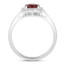 1.12 Carat Genuine Ruby and White Diamond 14K White Gold Ring
