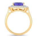 4.84 Carat Genuine Tanzanite and White Diamond 14K Yellow Gold Ring