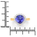 2.68 Carat Genuine Tanzanite and White Diamond 14K Yellow Gold Ring