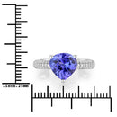 3.18 Carat Genuine Tanzanite and White Diamond 14K White Gold Ring