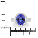 4.02 Carat Genuine Tanzanite and White Diamond 14K Yellow Gold Ring