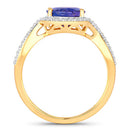 2.79 Carat Genuine Tanzanite and White Diamond 14K Yellow Gold Ring
