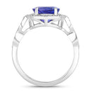 3.85 Carat Genuine Tanzanite and White Diamond 14K White Gold Ring