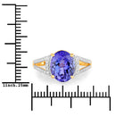 3.49 Carat Genuine Tanzanite and White Diamond 14K Yellow Gold Ring
