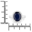 4.63 Carat Genuine Blue Sapphire and White Diamond 14K White Gold Ring