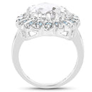 5.90 Carat Genuine Crystal Quartz and Swiss Blue Topaz .925 Sterling Silver Ring
