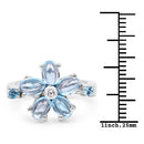 3.68 Carat Genuine Swiss Blue Topaz and White Topaz .925 Sterling Silver Ring