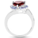 3.26 Carat Genuine Garnet and Tanzanite .925 Sterling Silver Ring