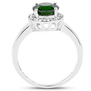 1.92 Carat Genuine Chrome Diopside and White Topaz .925 Sterling Silver Ring