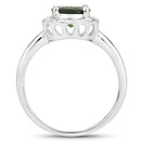1.90 Carat Genuine Chrome Diopside and White Topaz .925 Sterling Silver Ring
