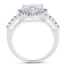 1.41 Carat Genuine Aquamarine & Tanzanite .925 Sterling Silver Ring