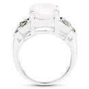 4.52 Carat Genuine Opal and Chrome Diopside .925 Sterling Silver Ring