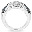 0.94 Carat Genuine Blue Diamond and White Diamond .925 Sterling Silver Ring