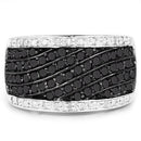 0.79 Carat Genuine Black Diamond and White Diamond .925 Sterling Silver Ring