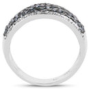 0.80 Carat Genuine Blue Diamond and White Diamond .925 Sterling Silver Ring