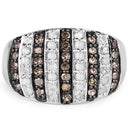 0.83 Carat Genuine Champagne Diamond and White Diamond .925 Sterling Silver Ring