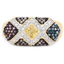 14K Yellow Gold Plated 0.61 Carat Genuine Multi Diamond .925 Sterling Silver Ring