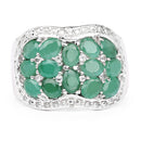 2.20 Carat Genuine Emerald & White Topaz .925 Sterling Silver Ring