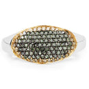 0.45 Carat Genuine Green Diamond and Yellow Diamond .925 Sterling Silver Ring