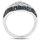 0.50 Carat Genuine Blue Diamond and White Diamond .925 Sterling Silver Ring
