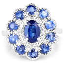 2.47 Carat Genuine Kyanite & White Topaz .925 Sterling Silver Ring