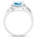 3.29 Carat Genuine Swiss Blue Topaz and White Diamond 10K White Gold Ring