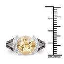 3.64 Carat Genuine Citrine, Champagne Diamond and White Diamond .925 Sterling Silver Ring
